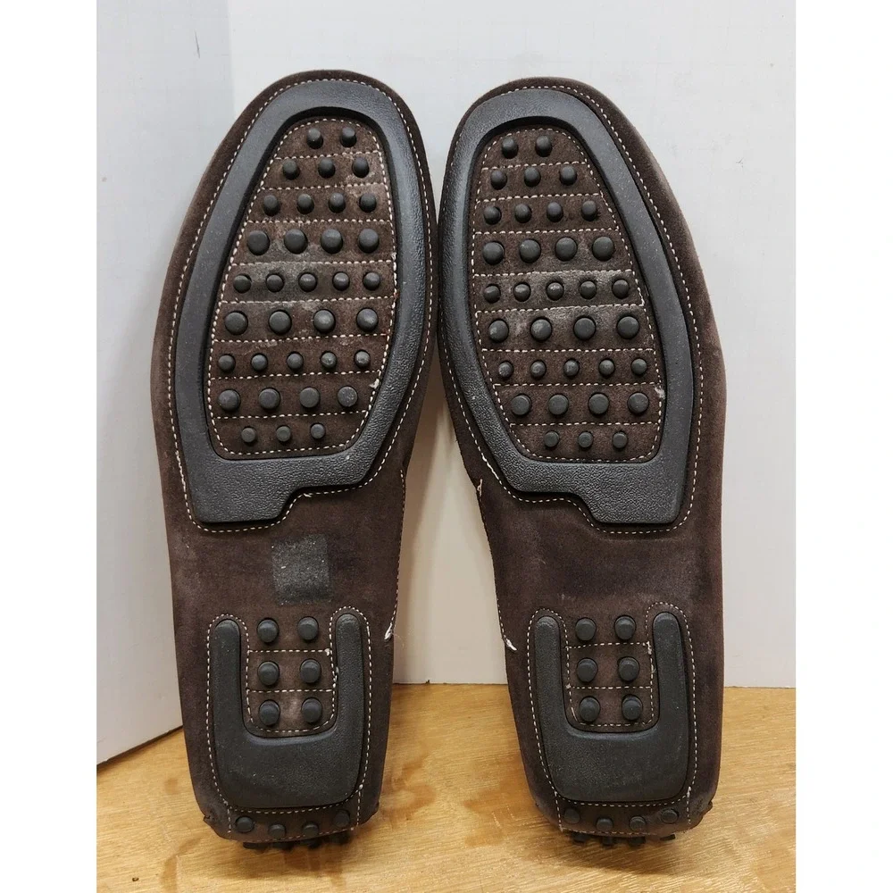 Loake Mens Brown Suede Driving Loafers Penny Moccasins Contrast Stitching